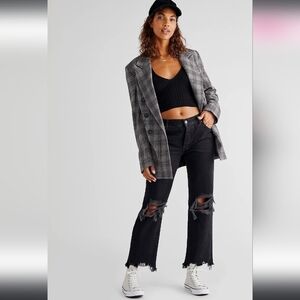 Free People We The Free Maggie Mid Rise Straight Leg Jeans Black Size 27